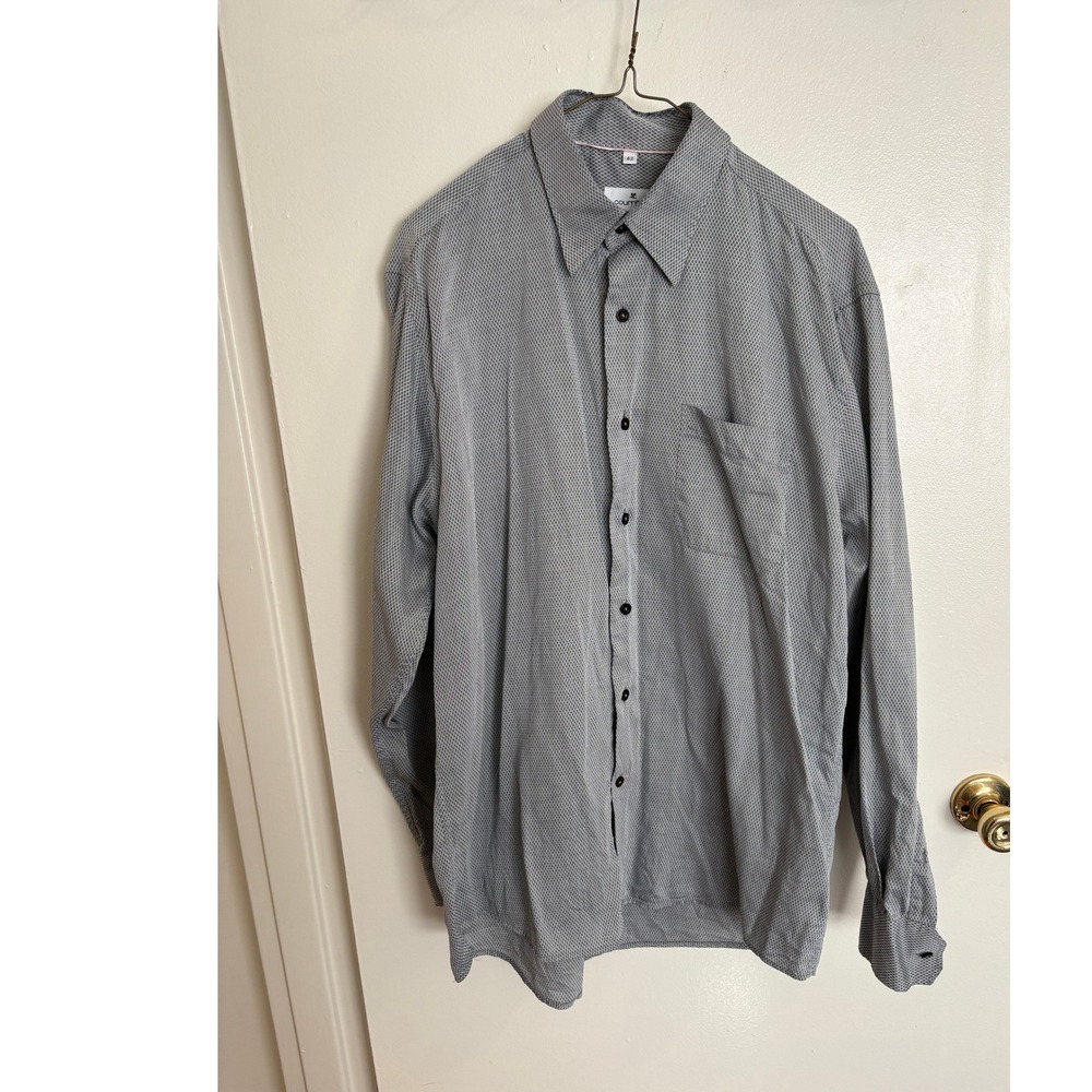 Courreges  Mens Grey Geometric Diamond Button Down Shirt Size 42 L - Picture 2 of 9